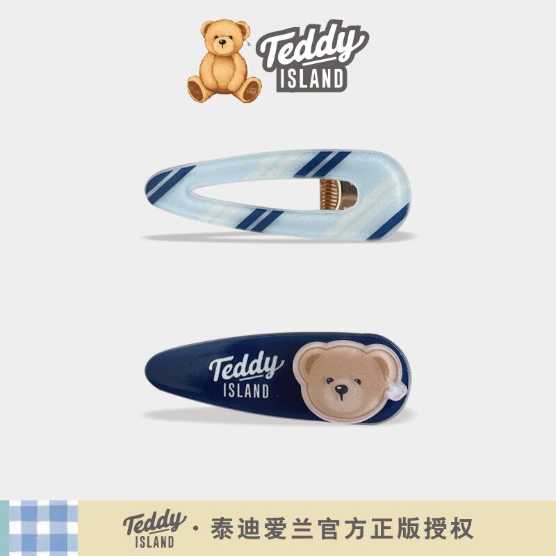 正版泰迪爱兰teddy韩版儿童时尚亚克力鸭嘴夹金标AB对夹边夹发夹