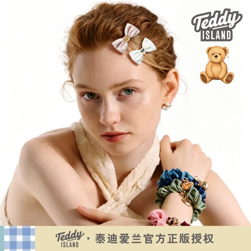 正版泰迪爱兰teddy蝴蝶结发夹轻奢对夹lol小号边夹发卡女学生发饰