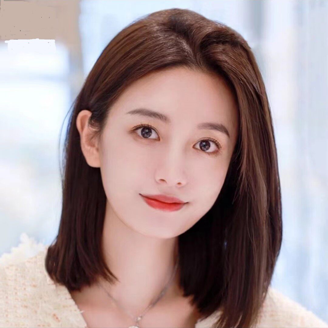 波波头10寸全头发套假发女款中分长直短发发全真人发丝减龄自然