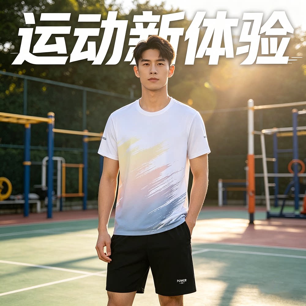短袖套装跑步乒乓球服速干透气晨跑步羽毛球服空白运动t恤不印字