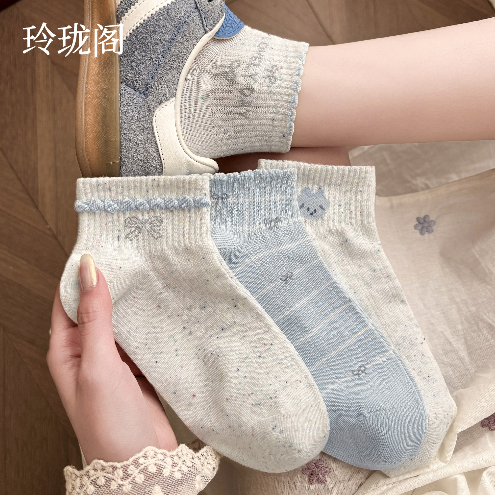 花边袜子夏薄款女白色短袜ins韩系纯棉蝴蝶结袜子女2026新款爆款