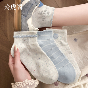 爆款 花边袜子夏薄款 女白色短袜ins韩系纯棉蝴蝶结袜子女2026新款