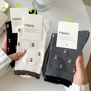中筒袜冬款 爆款 可爱无骨堆堆袜全棉袜长筒袜 纯棉2505新款 袜子女款
