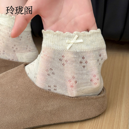 敲可爱的蝴蝶结玛丽珍短袜