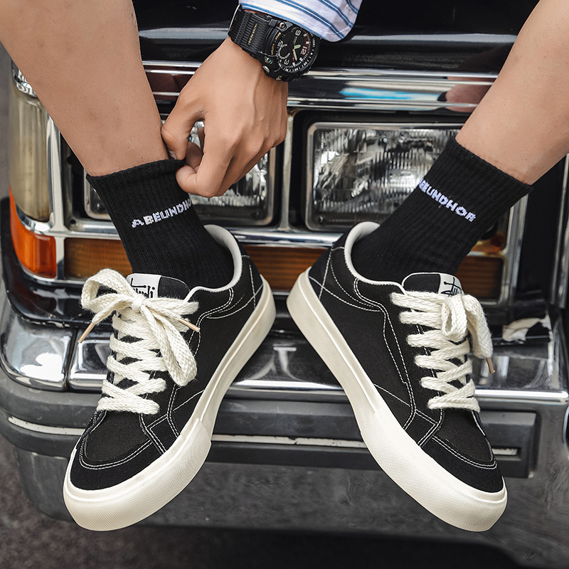 硫化鞋男日系原宿风时尚复古学生板鞋青少年户外运动休闲潮帆布鞋