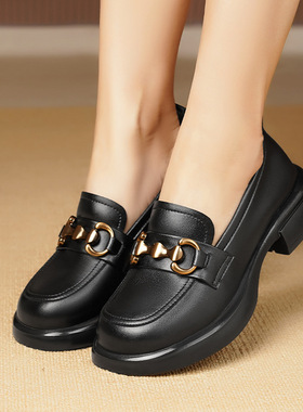 24春季新款女单皮鞋松糕厚底乐福鞋软底软面驾车郊游DY39555