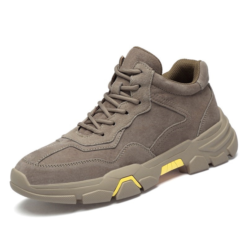 男鞋户外工装鞋休闲鞋秋冬低帮磨砂皮面徒步越野皮鞋加绒棉鞋