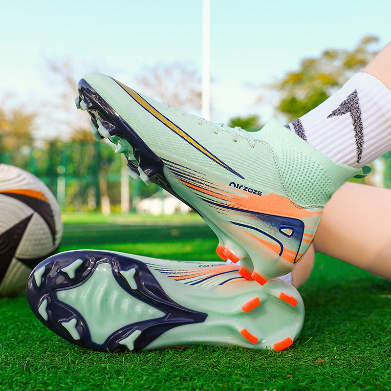 跨境2025新款高帮AG长钉TF碎钉室外草地比赛训练足球鞋男女儿童