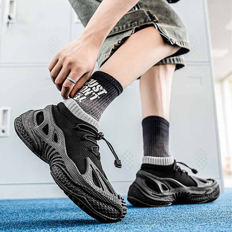 鞋子男中邦款飞织薄款袜子鞋舒适透气休厚底无系带运动风男鞋夏季