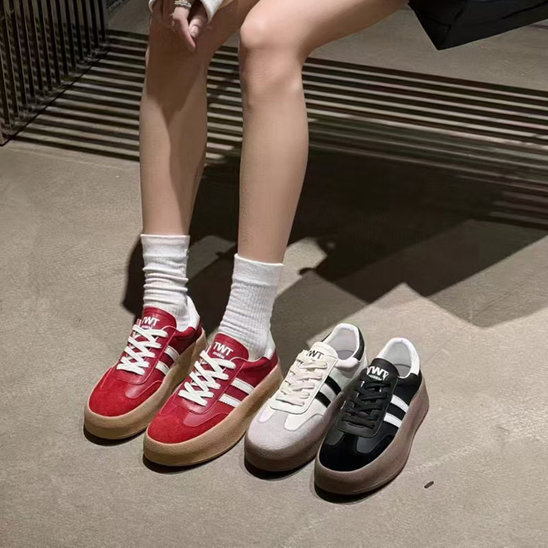 复古平时厚底德训鞋女真皮2025夏季新款韩版时尚舒适软底休闲板鞋