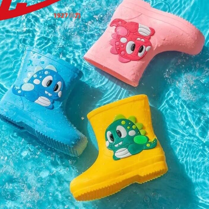 品牌儿童雨鞋卡通恐龙宝宝雨靴水鞋外穿男女童2-6岁可爱短筒套鞋