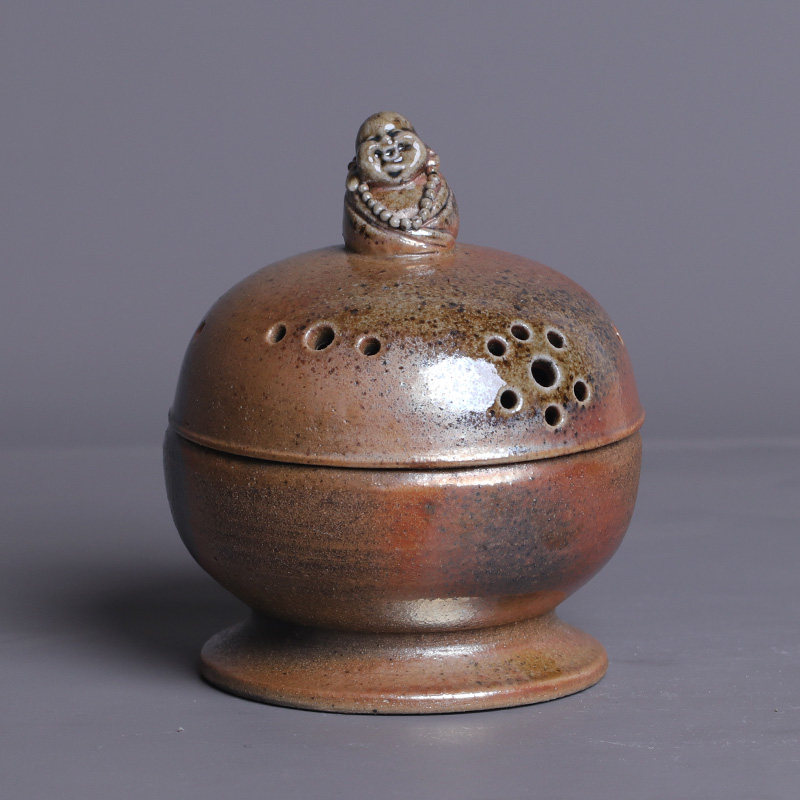 九木柴烧香炉 日式原矿粗陶家用檀香炉 室内仿古供奉熏香摆件茶道