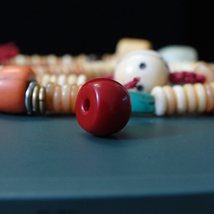 17.5mm大号阿卡色红料器顶珠配件藏式DIY隔珠手串配件原生态腰珠