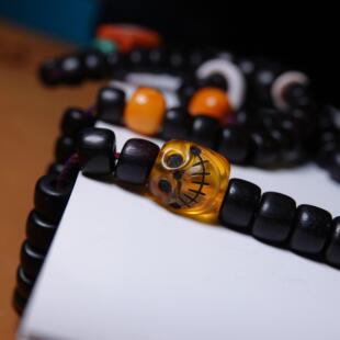 彩色透明料器尸陀林主单珠藏系文玩纯手工DIY念珠手串顶珠配珠