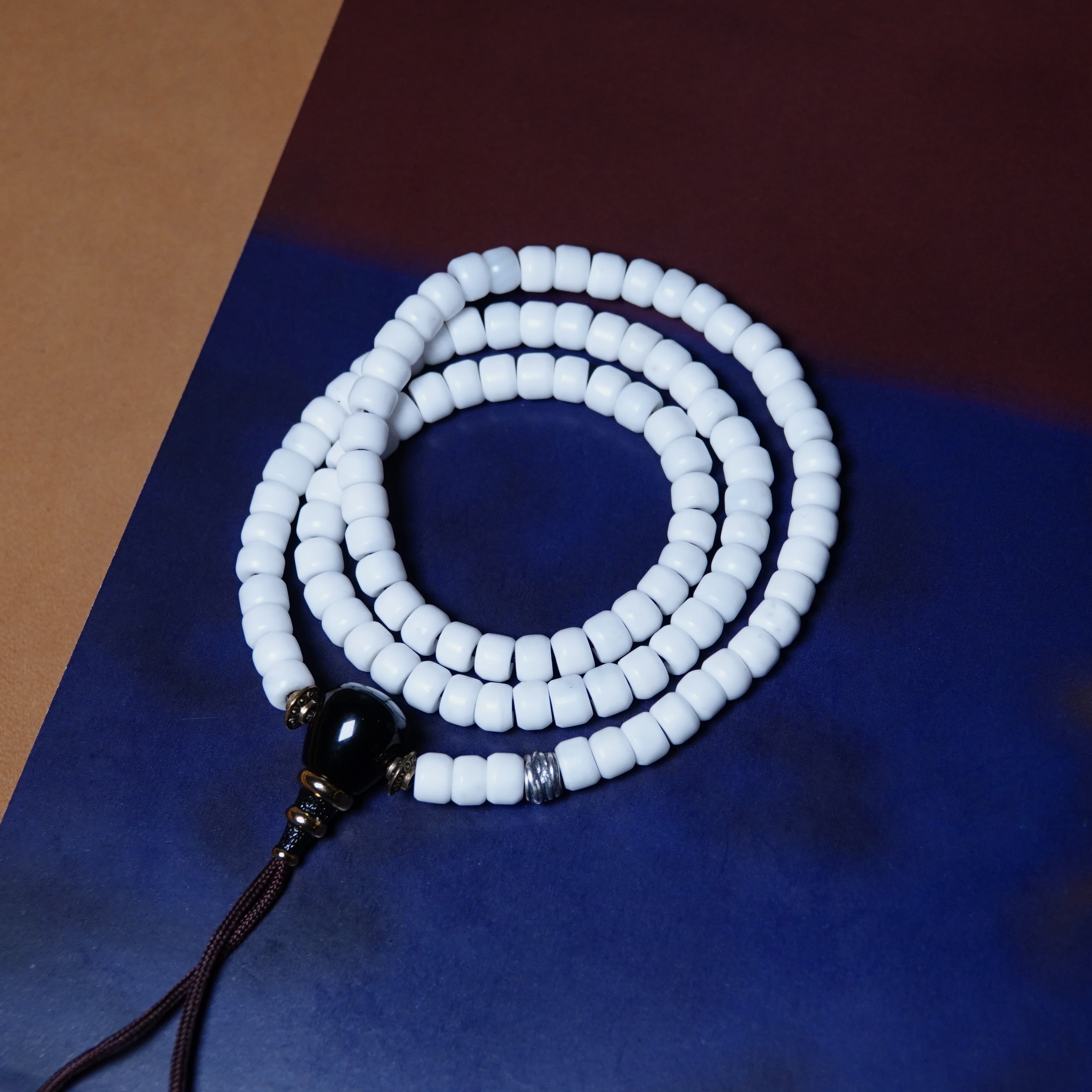 6mm直切老白螺佛珠全品黑色琉璃佛头文玩手工DIY念珠手串随身配饰