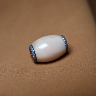 老高白猛犸果冻料双材质镶嵌孔道超润全品文玩纯手工佛珠随身顶珠