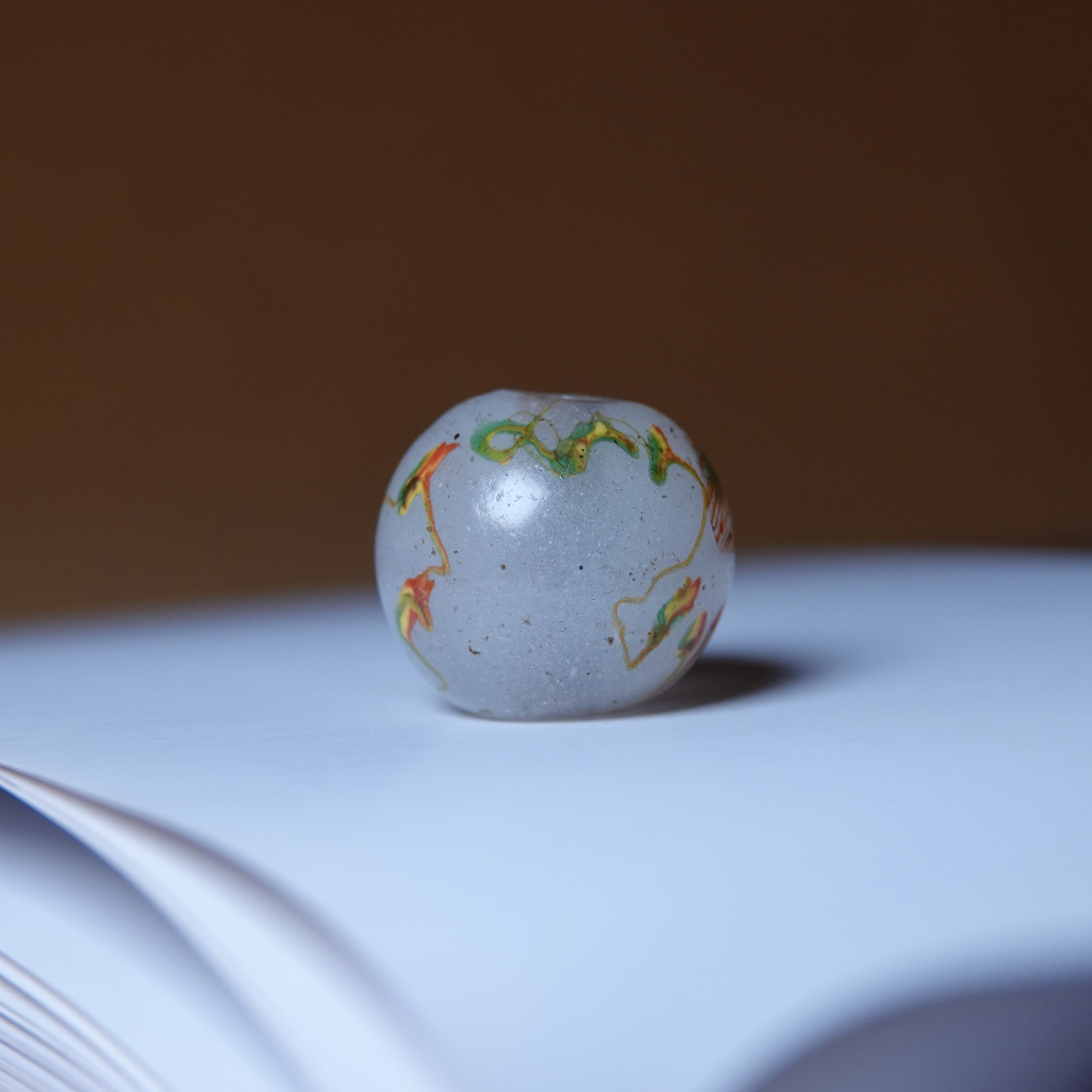 凤眼特殊老琉璃拉花单珠大孔道包浆纯手工DIY念珠顶珠多宝配珠