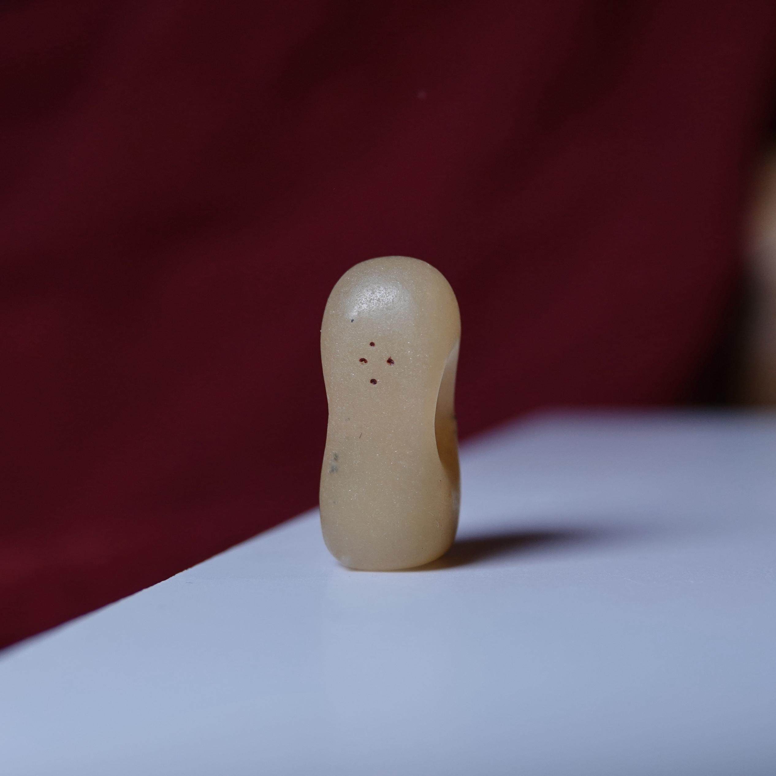 西藏原生态老地方玉三通佛头配珠文玩纯手工DIY念珠手串顶珠配件