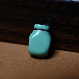 大磨损孔道包浆蓝色树脂一体式料器三通佛头超润文玩佛珠束尾藏式