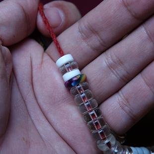 纯手工原生态牧区料器隔片民族风文玩diy小元素琉璃水晶白螺隔片