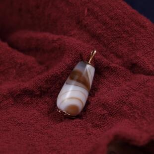 阿契美尼德原装包金天然缠丝玛瑙吊坠侧挂文玩念珠手串项链卡子