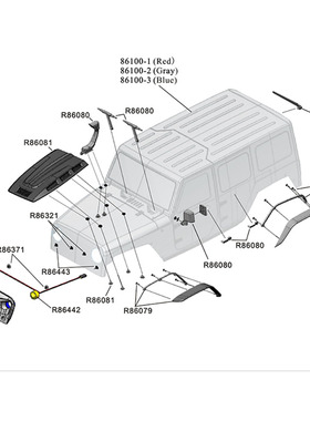 RGT瑞泰EX86100V2引擎盖车壳盖R86081进气栅R86446LED大灯R86442