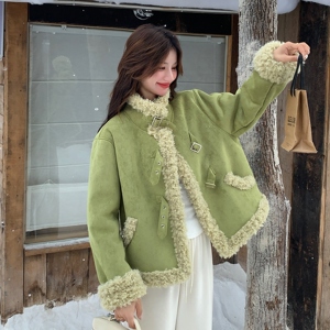 【王炸款 大货】今冬主流果绿巨显白保暖羊羔毛 2260-P215-控328,短外套,2C121