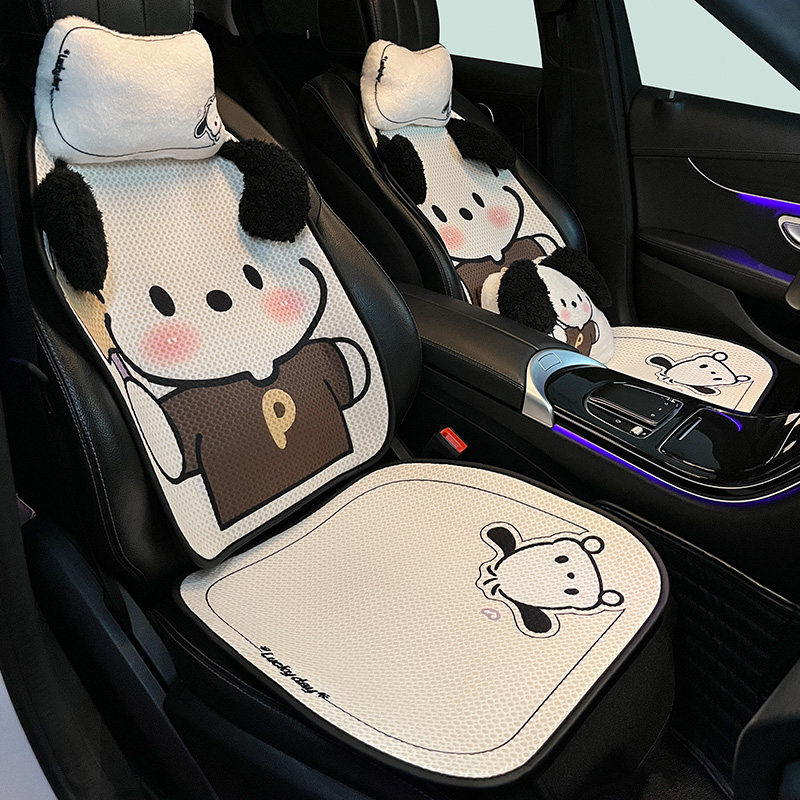 汽车坐垫夏季2026新款可爱女生网红小狗四季通用车内半包座椅套