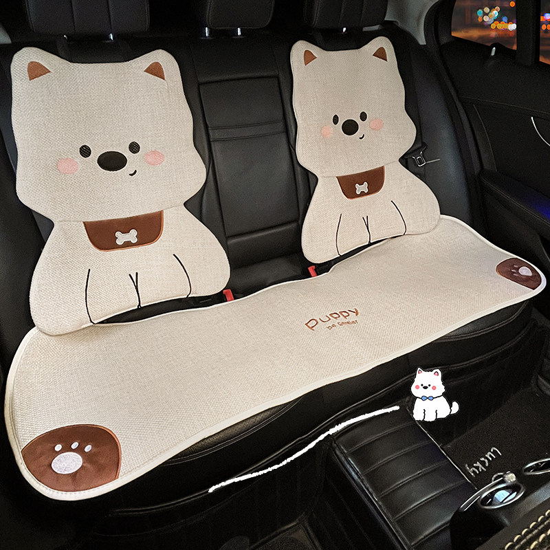 汽车坐垫亚麻透气四季通用可爱西高地车内后排卡通车载半包座椅垫,汽车用品/电子/清洗/改装,专车专用座套/座垫,淘宝优惠券,粉丝福利购,淘宝优惠卷