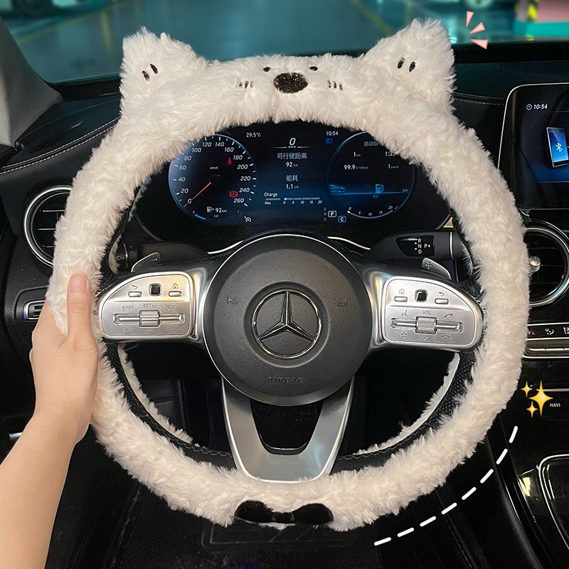 冬季汽车方向盘套加绒保暖
