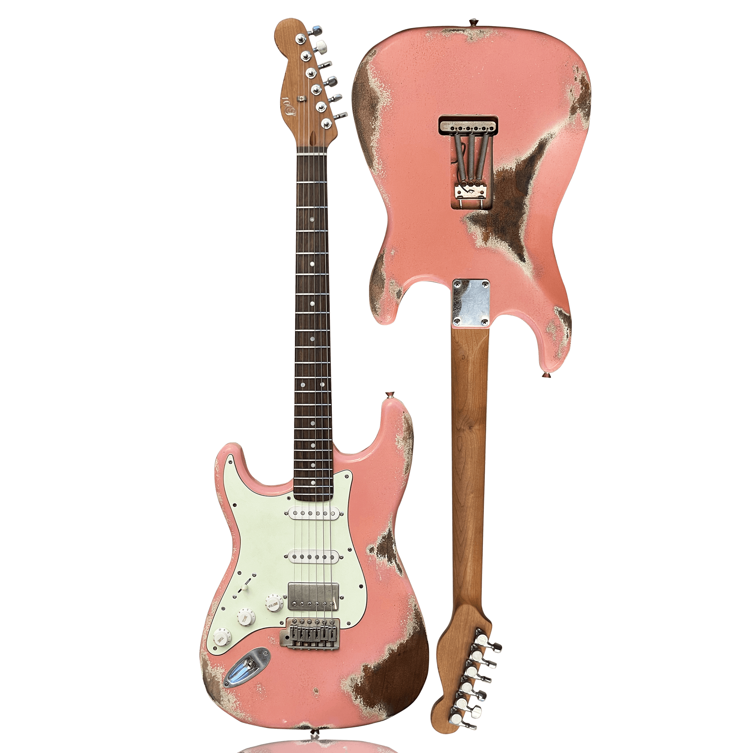 10s icc 反手 贝壳粉猛男粉 做旧复古st  左手电吉他