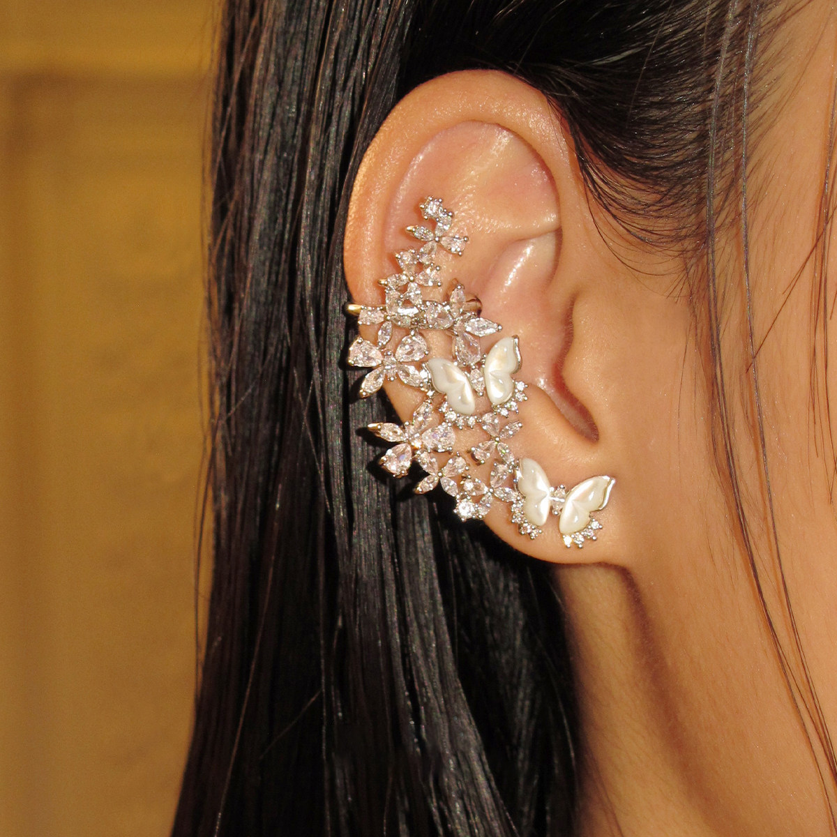 Eternity轻奢重工白贝母蝴蝶耳夹耳钉一体式小众设计新款耳夹耳饰,饰品/流行首饰/时尚饰品新,耳夹,淘宝优惠券,粉丝福利购,淘宝优惠卷