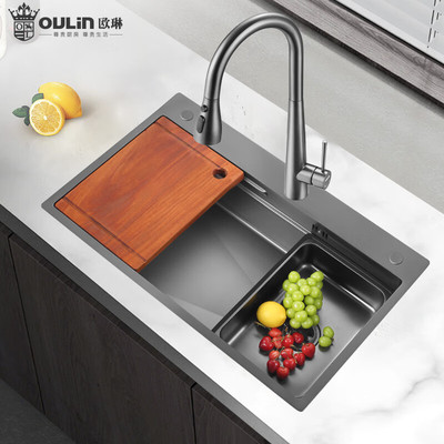 欧琳304不锈钢预留三孔大单槽