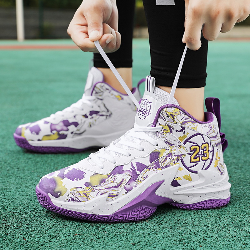 23号字母时尚男士实战篮球鞋初高中男生高帮运动鞋休闲跑步鞋子