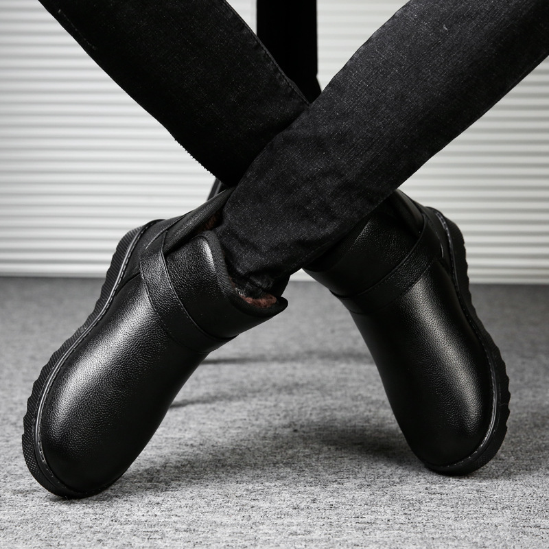 雪地靴男2025新款冬季皮面防水加绒保暖棉鞋东北加厚户外防寒棉靴