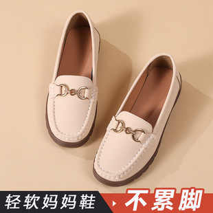 乐福鞋女款舒适软底不累脚春秋季防滑休闲单鞋中老年牛筋底妈妈鞋