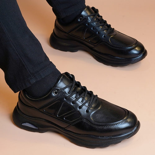 新款牛皮男士真皮鞋子男款休闲鞋春秋款透气运动皮鞋百搭气垫鞋