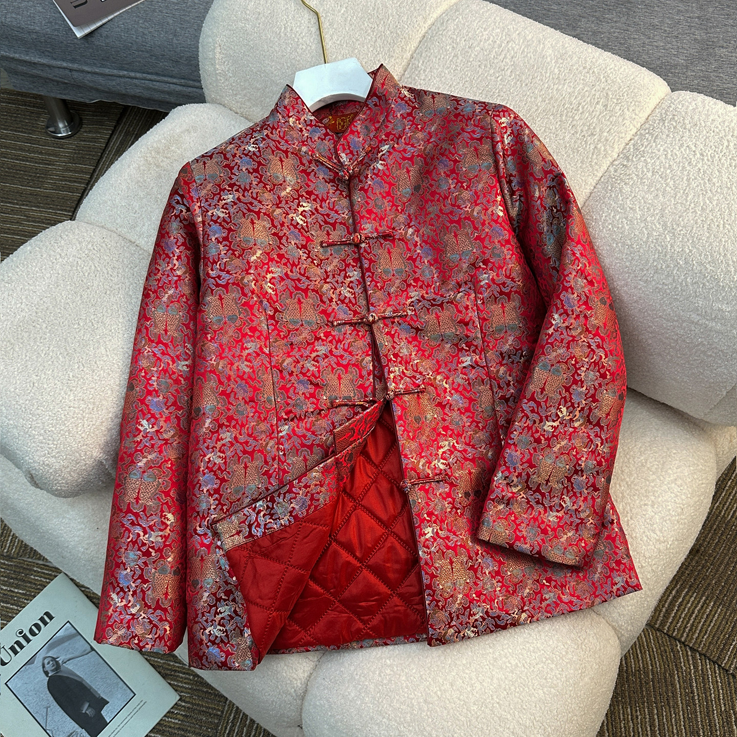 秋冬新款老年女士棉衣唐装国风棉服织锦提花喜庆服饰奶奶新年生日