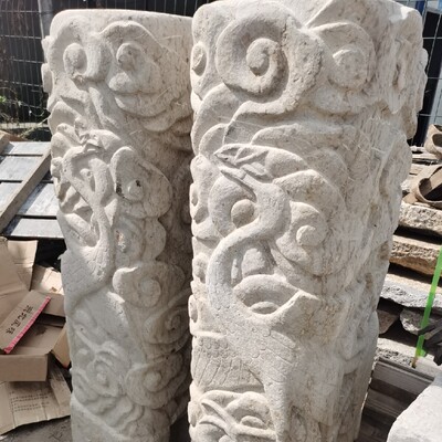 云纹拴马桩花盆底座柱子仿古青石