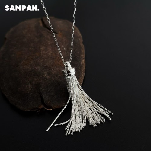 SAMPAN小众细闪流苏银色毛衣链