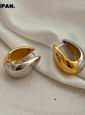 欧美风轻奢金银拼色水滴耳环女小众设计耳扣高级感个性耳饰耳钉