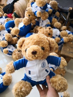 北京清华附中校服熊公仔娃娃(可定制定做各个学校的校服熊)