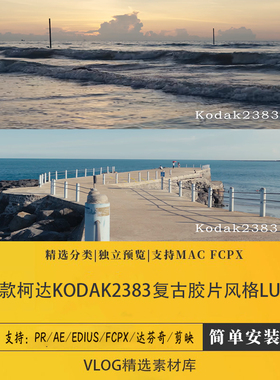 2383lut复古胶片电影感调色索尼slog3/pr/fcpx剪映柯达2383lut