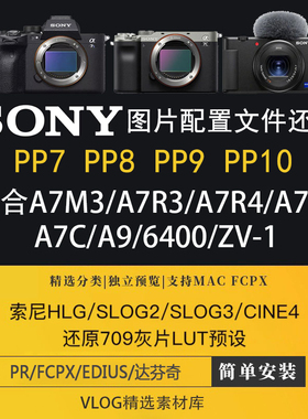 索尼Sony视频slog2 Slog3灰片pp7值pp8 pp9还原lut调色预设滤镜pr