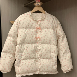 【特价清仓】原创小碎花秋冬白鸭绒羽绒服宽松休闲加厚保暖外套女