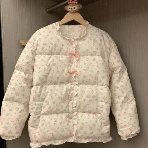 小碎花秋冬白鸭绒羽绒服