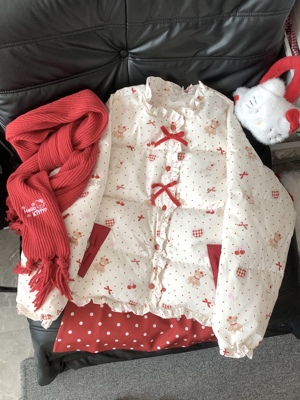 Blurred bear蝴蝶结印花国标羽绒服外套可爱软妹百搭加厚面包服女