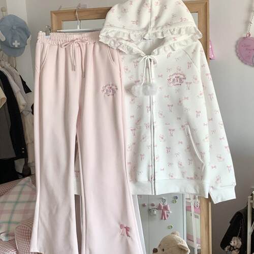 日系甜妹可爱猫咪蝴蝶结长裤