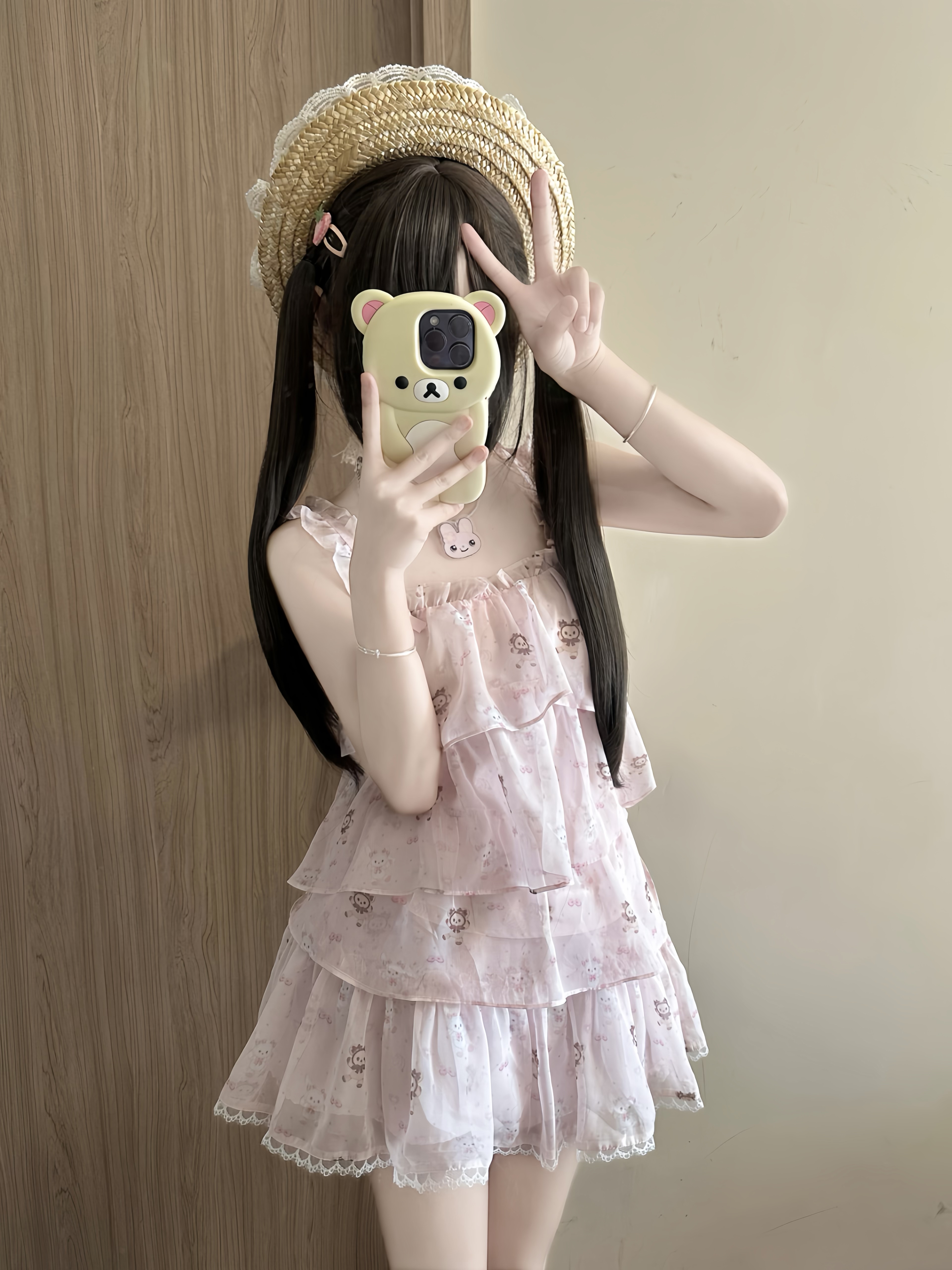 blurredbear原创夏季新款甜美可爱吊带套装小个子显高长裙