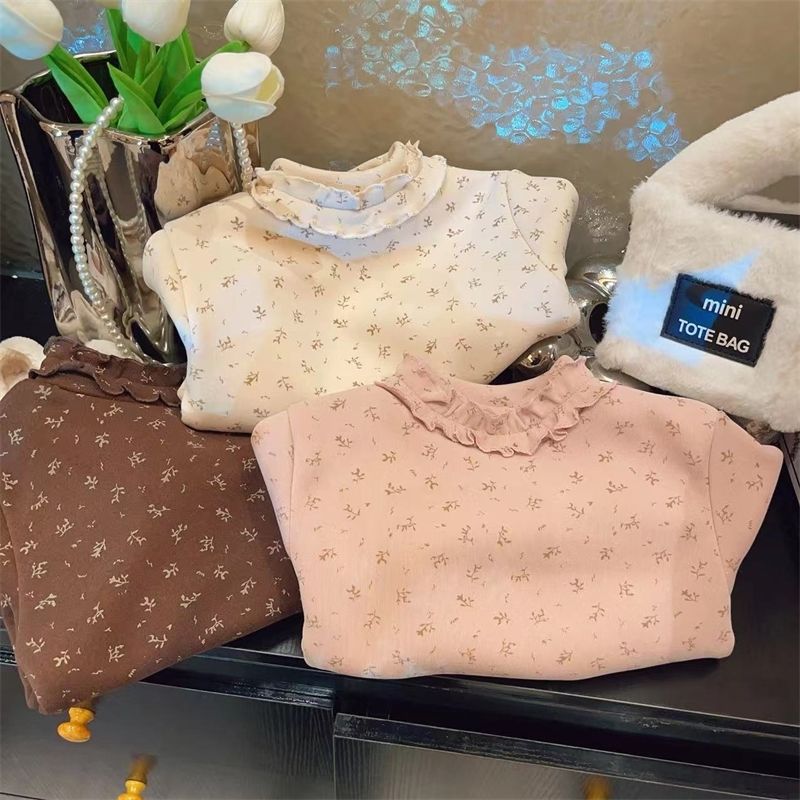 女童碎花打底衫2024新款秋冬